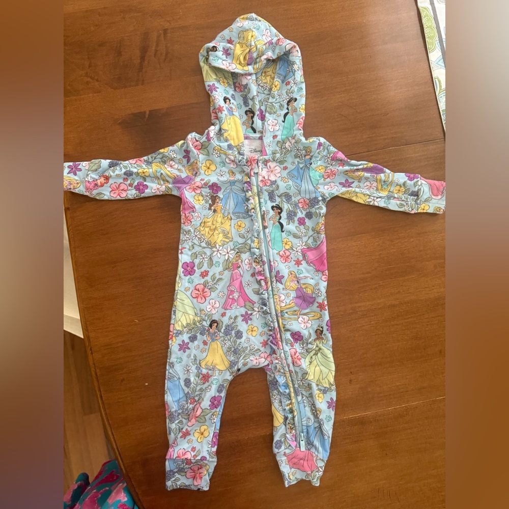 Posh Peanut Princess Print Kids One Piece - Blue and Pink